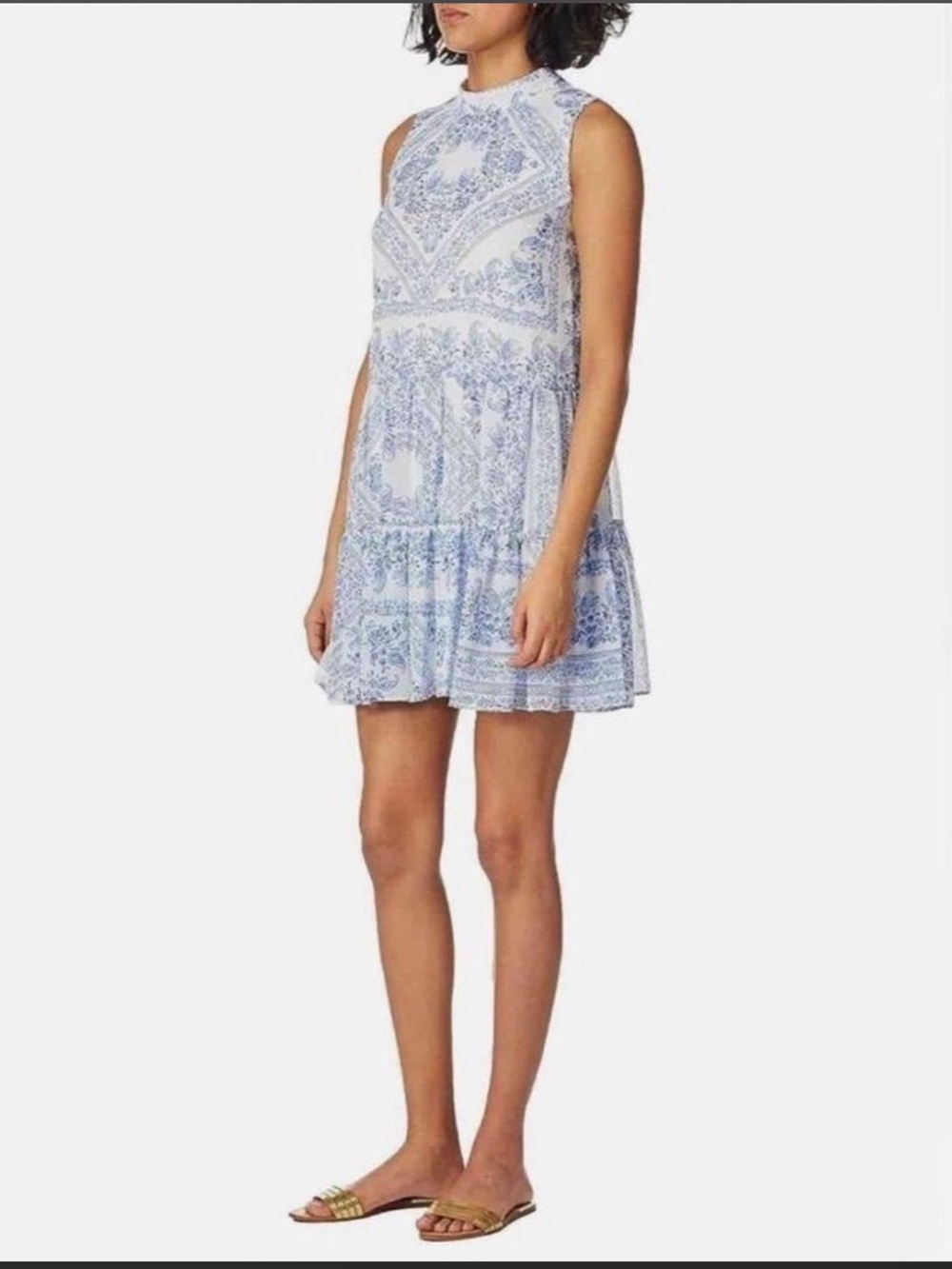 Calvin Klein Light Blue Paisley-Print Sleeveless Mini Dress